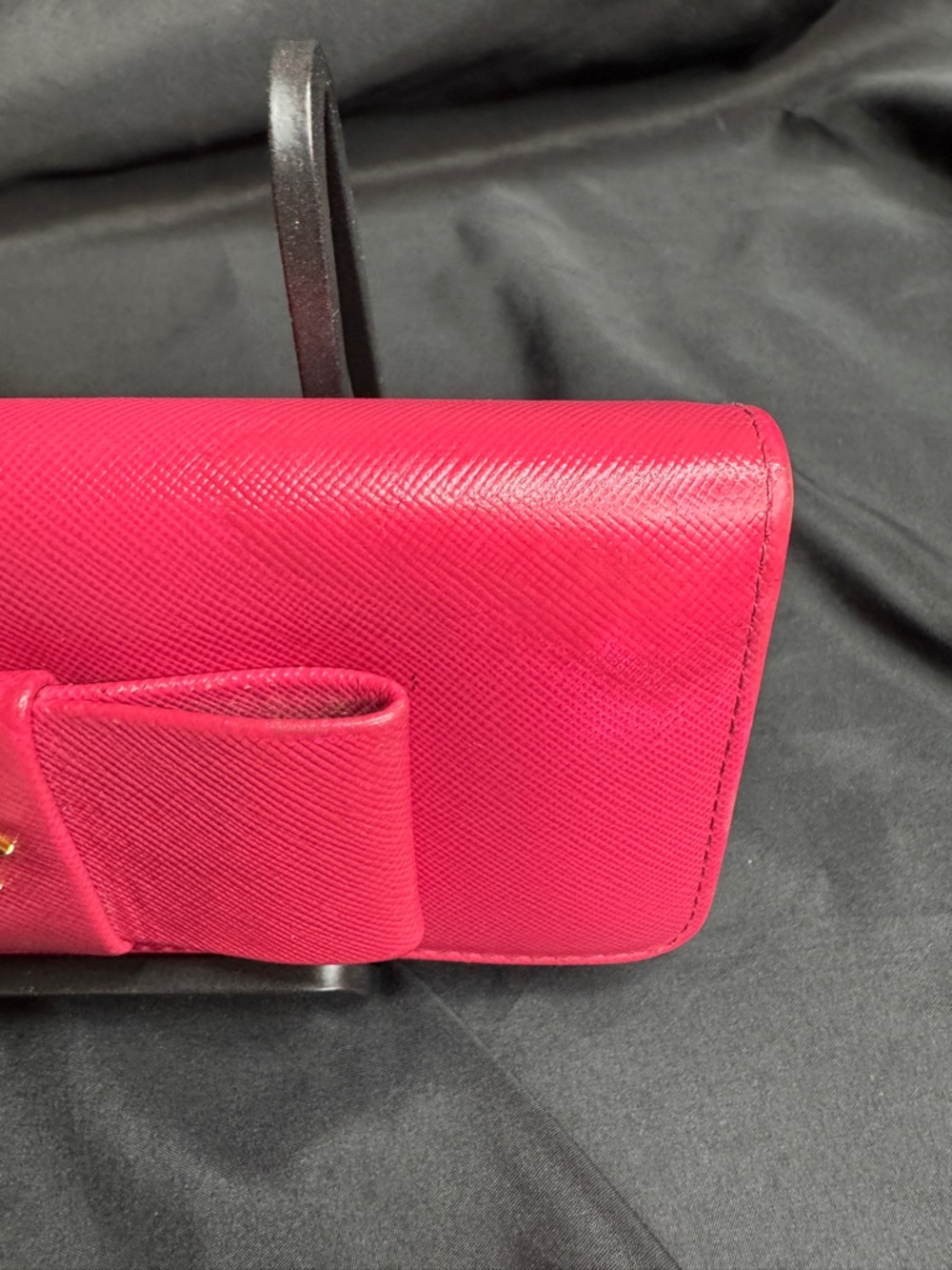 Prada Pink Saffiano Fiocco Continental Bow with Gold Logo Wallet - Picture 2 of 16